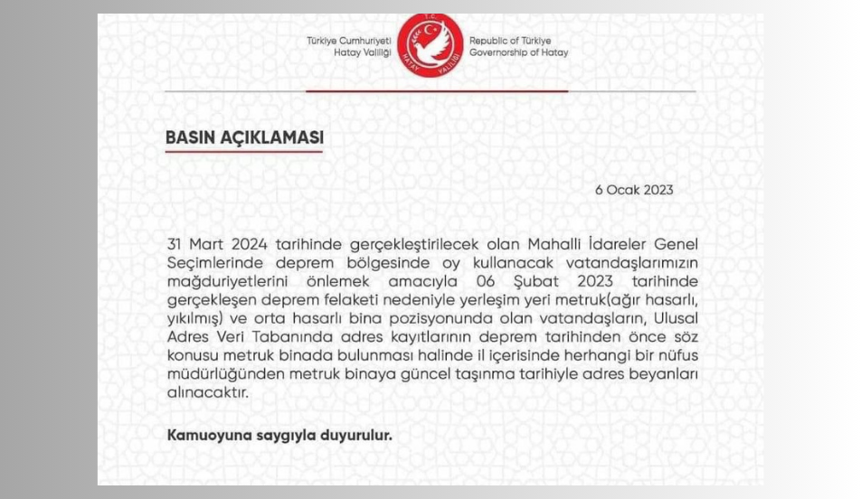 Hatay’da Valiliğin yayınladığı basın açıklaması iktidarın yine seçim manevrası olarak algılandı