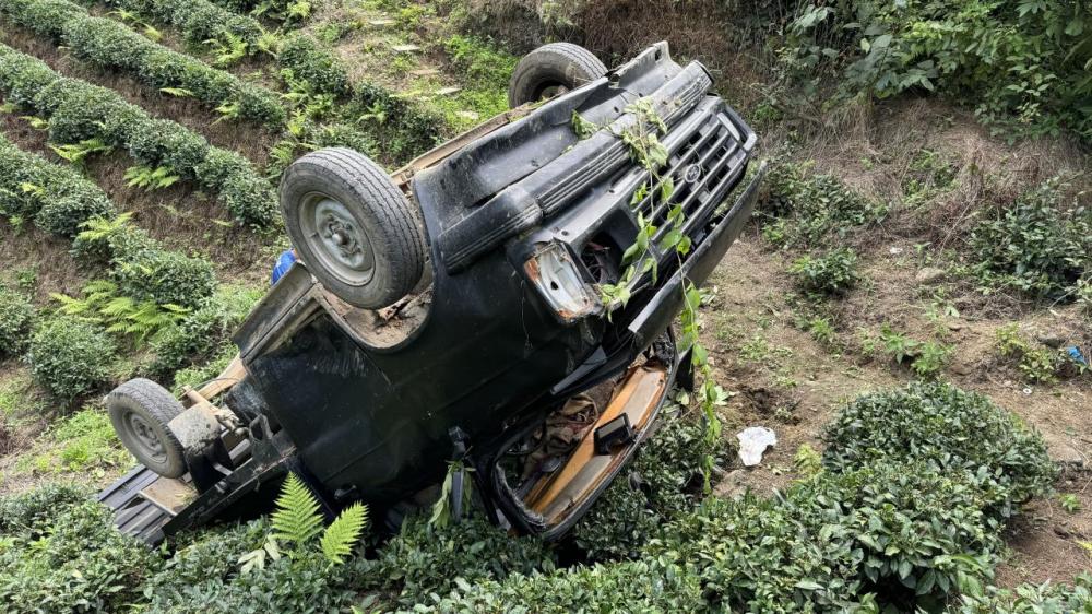 Rize’de Çay Hahçesine Devrilen Kamyonetteki 3 Kişi Yaralandı