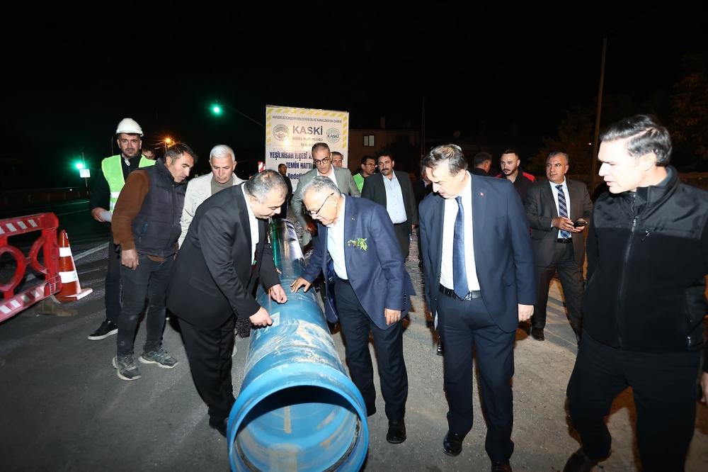 BAŞKAN BÜYÜKKILIÇ’TAN YEŞİLHİSAR’IN SU SORUNUNU ÇÖZECEK KASKİ YATIRIMINDA AKŞAM MESAİSİ